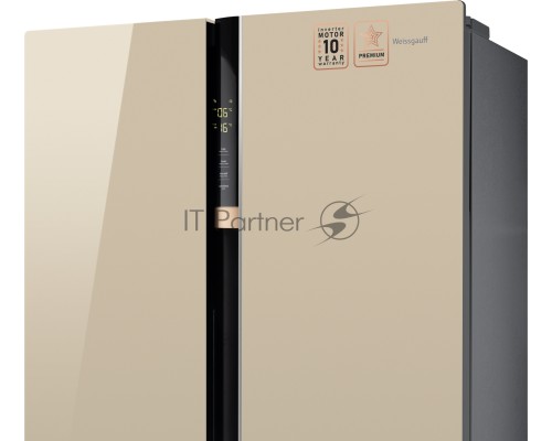 Холодильник Weissgauff Premium Wsbs 590 BeG NoFrost Inverter Premium 2-хкамерн. бежевый глянц.
