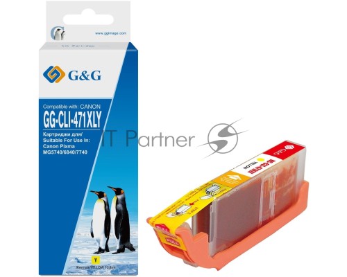 Картридж струйный G&G GG-CLI-471XLY желтый (10.8мл) для Canon TS5040/MG5740/MG6840/MG7740