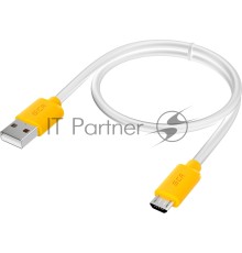 Кабель GCR 1.0m MicroUSB, белый, желтые коннекторы, быстрая зарядка, 28/24 AWG, GCR-53221