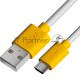 Кабель GCR 1.0m MicroUSB, белый, желтые коннекторы, быстрая зарядка, 28/24 AWG, GCR-53221