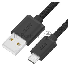 Кабель GCR 1.0m MicroUSB, быстрая зарядка, черный нейлон, GCR-54085