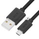 Кабель GCR 1.0m MicroUSB, быстрая зарядка, черный нейлон, GCR-54085