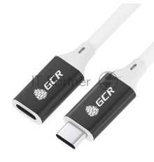 Удлинитель GCR USB 3.1 Type C-С, 3.0m белый, 100W/20V/5A, M/F, TPE, AL сase черный, белый ПВХ, экран, армированный, GCR-53735