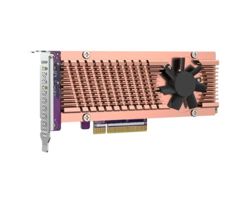 [Дисковый массив] Райзер-карта QNAP QM2-2P-384A Карта расширения 2 слота M.2 22110/2280 NVMe SSD. Интерфейс PCIe Gen3 x8.