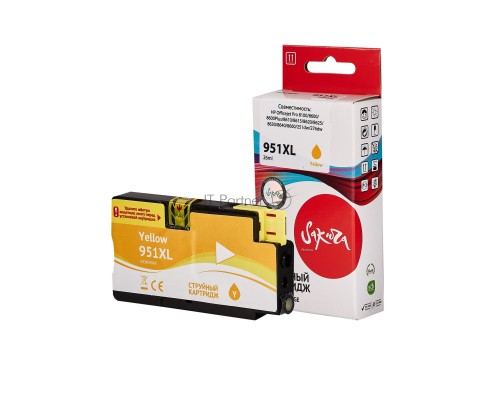 Струйный картридж Sakura CN048AE (№951XL Yellow) для HP, желтый, 26 мл., 1500 к.