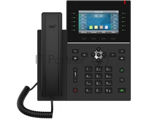 Fanvil IP телефон, 20 линий SIP, 2х10/100/1000, осн. цветной дисплей 480x272, записная нкига на 2000, IPv6.  60  клавиш быстрого набора, POE