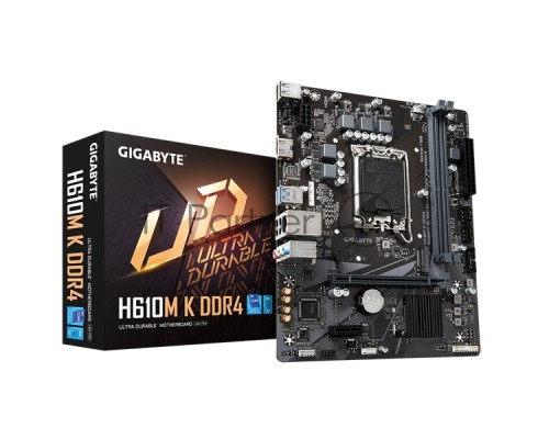 Материнская плата GIGABYTE H610M K DDR4 V2.0, LGA 1700, Intel H610, 2xDDR4, 2xSATA, 1xM.2, 1xPCI-E 4.0 x16, 1xPCI-E x1, 1xHDMI, 1x 1Gb LAN, 2xUSB-A 3.2 Gen 1, 4xUSB-A 2.0, 3x 3.5 мм, 7.1, Micro-ATX