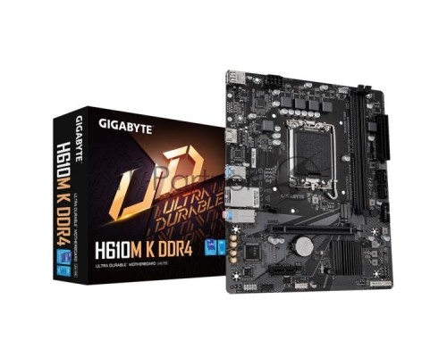 Материнская плата GIGABYTE H610M K DDR4 V2.0, LGA 1700, Intel H610, 2xDDR4, 2xSATA, 1xM.2, 1xPCI-E 4.0 x16, 1xPCI-E x1, 1xHDMI, 1x 1Gb LAN, 2xUSB-A 3.2 Gen 1, 4xUSB-A 2.0, 3x 3.5 мм, 7.1, Micro-ATX