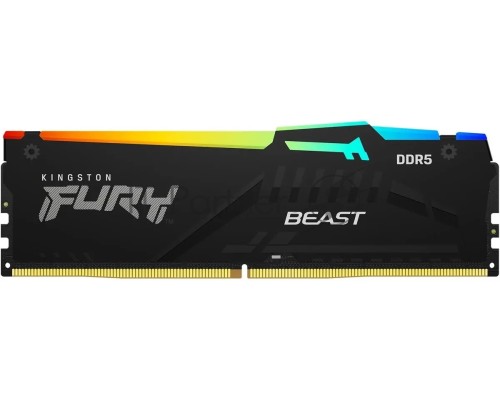 Оперативная память Kingston 16GB DDR5 5200 DIMM FURYRGB  Beast Black XMP Gaming Memory KF552C40BBA-16 Non-ECC, CL40, 1.25V, 1RX8 40-40-40  288-pin 16Gbit, RTL