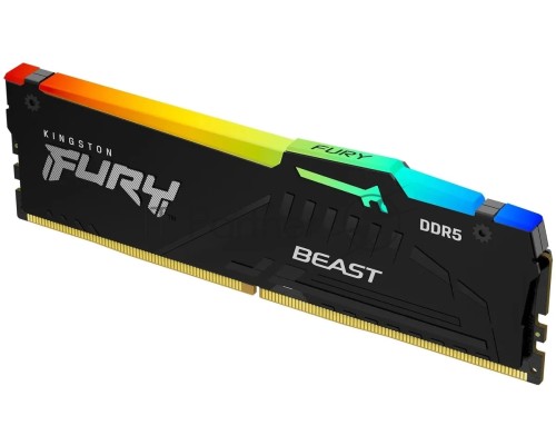 Оперативная память Kingston 16GB DDR5 5200 DIMM FURYRGB  Beast Black XMP Gaming Memory KF552C40BBA-16 Non-ECC, CL40, 1.25V, 1RX8 40-40-40  288-pin 16Gbit, RTL