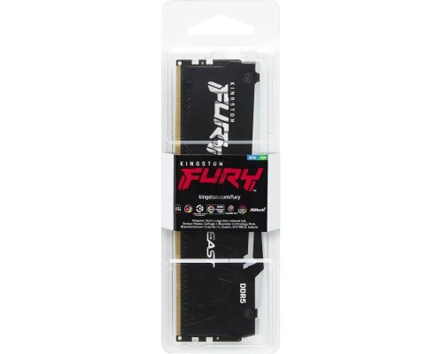 Оперативная память Kingston 16GB DDR5 5200 DIMM FURYRGB  Beast Black XMP Gaming Memory KF552C40BBA-16 Non-ECC, CL40, 1.25V, 1RX8 40-40-40  288-pin 16Gbit, RTL
