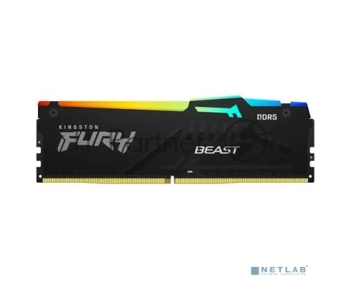 Оперативная память Kingston 16GB DDR5 5200 DIMM FURYRGB  Beast Black XMP Gaming Memory KF552C40BBA-16 Non-ECC, CL40, 1.25V, 1RX8 40-40-40  288-pin 16Gbit, RTL