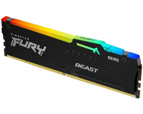 Оперативная память Kingston 16GB DDR5 5200 DIMM FURYRGB  Beast Black XMP Gaming Memory KF552C40BBA-16 Non-ECC, CL40, 1.25V, 1RX8 40-40-40  288-pin 16Gbit, RTL