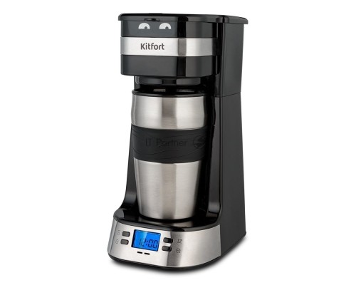 Кофеварка капельная Kitfort КТ-795 черный/нержавеющая сталь, исп. кофе - молотый, 0.42 л, 750 Вт.