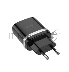 Блок питания (сетевой адаптер) HOCO С12Q Smart QC3.0, один порт USB, 5V, 3.0A, черный