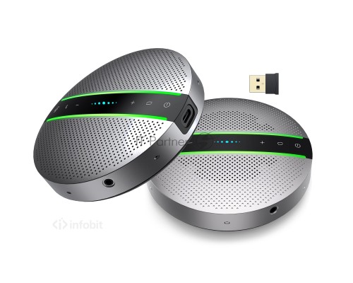 Спикерфон Infobit [iSpeaker M400] Всенаправленный USB-спикерфон. Охват 5 метров на 360 градусов. Подключение по USB + Bluetooth + Dongle, для помещений до 30 кв.м. Подкл. daisy chain.