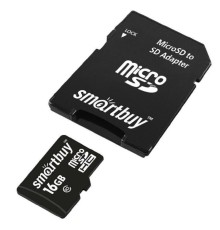 Micro SecureDigital 16Gb Smartbuy SB16GBSDCL10-01LE {Micro SDHC Class 10, SD adapter}