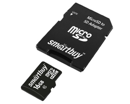 [Карта памяти ] Micro SecureDigital 16Gb Smartbuy SB16GBSDCL10-01LE {Micro SDHC Class 10, SD adapter}