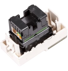 Вставка Mosaic 22.5x45, RJ-45 UTP, кат.6, со шторкой и увеличенным окном маркировки, белая