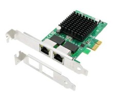 ORIENT XWT-INT82L2PE, Сетевая карта PCI-Ex1 v1.0a 2xRJ45 Gigabit Ethernet, Intel 82571GB chipset, 1 Гбит/с, 2 планки крепления в комплекте (31282)