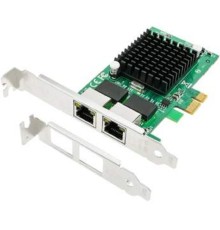 ORIENT XWT-INT82L2PE, Сетевая карта PCI-Ex1 v1.0a 2xRJ45 Gigabit Ethernet, Intel 82571GB chipset, 1 Гбит/с, 2 планки крепления в комплекте (31282)