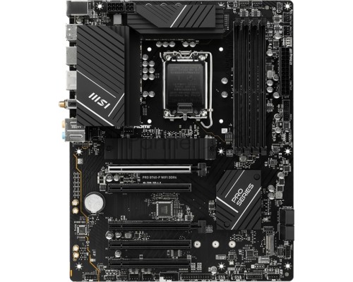 Материнская плата MSI PRO B760-P WIFI DDR4, LGA 1700, Intel B760, 4xDDR4, 4xSATA, 2xM.2, 1xPCI-E 4.0 x16, 1xPCI-E 4.0 x4, 3xPCI-E 3.0 x1, 1xHDMI, 1xDisplayPort, 1xRJ45 2.5Gb, Wi-Fi 6E, Bluetooth 5.3, 1xUSB-C 3.2 Gen 2, 2xUSB-A 3.2 Gen 2, 4xUSB-A 2.0, 5x3
