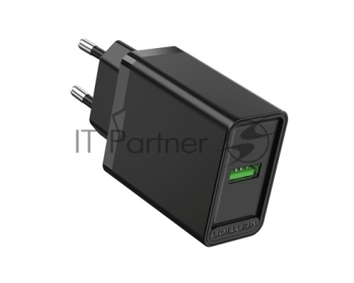 Сетевое зарядное устройство Vention на 1 порт USB A QC 3.0 2.4A  Черный