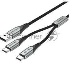 Кабель Vention USB-CM х 2/USB 2.0 AM - 1м.