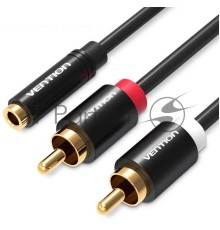 Кабель Vention аудио Jack 3,5 mm F/2RCA M - 2м Чёрный