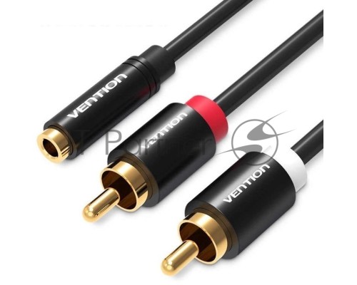 Кабель Vention аудио Jack 3,5 mm F/2RCA M - 2м Чёрный