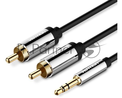 Кабель Vention аудио Jack 3,5 mm M/2RCA M - 5 м Чёрный