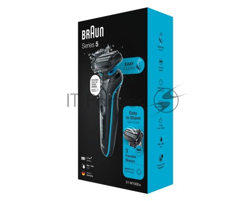 Электробритва Braun 51-M1000s черный/голубой