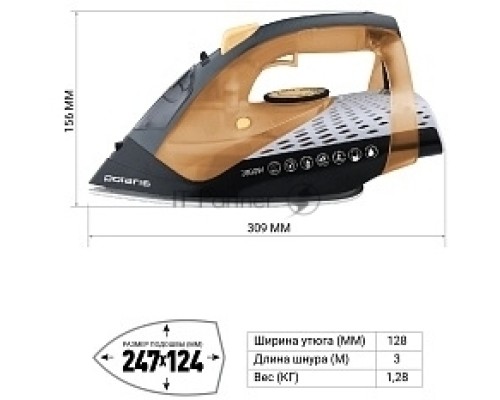 Утюг Polaris PIR2860AK 3m Черный/Оранжевый 2800Вт