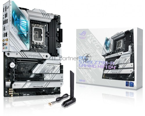Материнская плата ASUS ROG STRIX Z790-A GAMING WIFI D4, LGA 1700, Intel Z790, 4xDDR4, 4xSATA, 4xM.2, 1xPCI-E 5.0 x16, 2xPCI-E 4.0 x4, 1xHDMI, 1xDisplayPort, 1x 2.5Gb LAN, 2xUSB-A 3.2 Gen 2, 4xUSB-A 3.2 Gen 1, 5x3.5 мм, 7.1, Standard-ATX