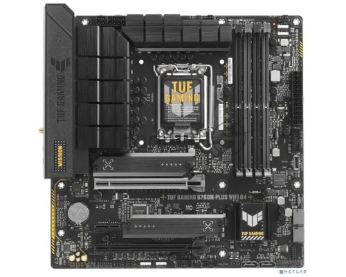 Материнская плата ASUS TUF GAMING B760M-PLUS WIFI D4, LGA 1700, Intel B760, 4xDDR4, 4xSATA, 2xM.2, 1xPCI-E 5.0 x16, 1xPCI-E 4.0 x4, 1xUSB-A 3.2 Gen 1, 4xUSB-A 3.2 Gen 2, 2xUSB 2.0, 1xUSB-C 3.2 Gen 2x2, 1x2.5Gb LAN, 5x3.5 мм, 7.1, Wi-Fi 6, Bluetooth 5.2, 