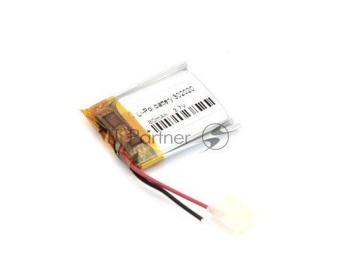 Аккумулятор Li-Pol (батарея) 3*20*20мм 2pin 3.7V/80mAh
