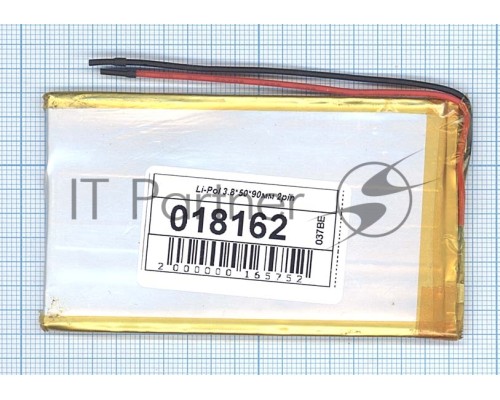 Аккумулятор Li-Pol (батарея) 3.8*50*90мм 2pin 3.7V/1600mAh