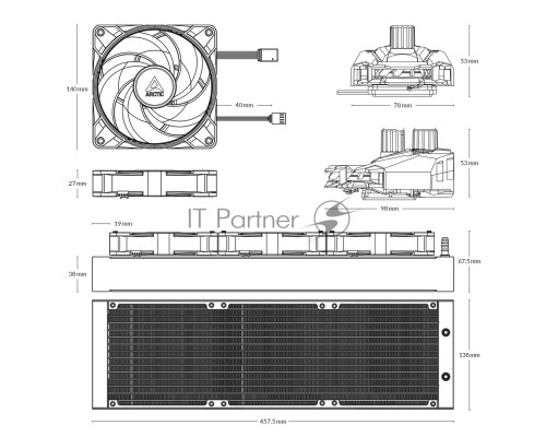 Cистема водяного охлаждения Arctic Liquid Freezer II - 420 A-RGB Black Multi Compatible All-In-One CPU Water Cooler  (ACFRE00109A)