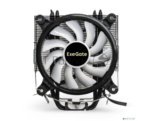 Кулер ExeGate Dark Magic EXX400V2-PWM.RGB (Al+Cu, черное покрытие, 4 тепл.трубки, LGA775/1150/1151/1155/1156/1200/1700/AM2/AM2+/AM3/AM3+/AM4/FM1/FM2/754/939/940, TDP 140W, Fan 120mm, PWM, 1200-2100RPM, Hydro bearing, 4pin, 11-24db, 605г, RGB подсветка, с