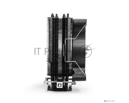 Кулер ExeGate Dark Magic EXX400V2-PWM.RGB (Al+Cu, черное покрытие, 4 тепл.трубки, LGA775/1150/1151/1155/1156/1200/1700/AM2/AM2+/AM3/AM3+/AM4/FM1/FM2/754/939/940, TDP 140W, Fan 120mm, PWM, 1200-2100RPM, Hydro bearing, 4pin, 11-24db, 605г, RGB подсветка, с