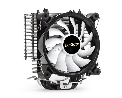 Кулер ExeGate Dark Magic EXX400V2-PWM.RGB (Al+Cu, черное покрытие, 4 тепл.трубки, LGA775/1150/1151/1155/1156/1200/1700/AM2/AM2+/AM3/AM3+/AM4/FM1/FM2/754/939/940, TDP 140W, Fan 120mm, PWM, 1200-2100RPM, Hydro bearing, 4pin, 11-24db, 605г, RGB подсветка, с