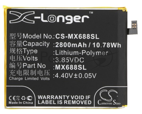 Аккумулятор CS-MX688SL BT68 для Meizu M3S mini 3.85V / 2800mAh / 10.78Wh Аккумулятор CS-MX688SL BT68 для Meizu M3S mini 3.85V / 2800mAh / 10.78Wh