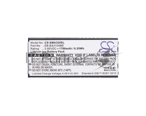 Аккумулятор CS-SMA320SL EB-BA310ABE для Samsung Galaxy A3 (2016) SM-A310 3.85V / 1700mAh / 6.55Wh Аккумулятор CS-SMA320SL EB-BA310ABE для Samsung Galaxy A3 (2016) SM-A310 3.85V / 1700mAh / 6.55Wh