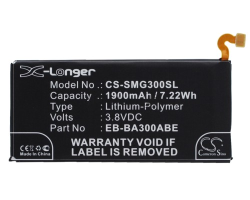 Аккумулятор CS-SMG300SL EB-BA300ABE для Samsung Galaxy A3 SM-A300F, SM-A300F/DS Duos 3.8V / 1900mAh Аккумулятор CS-SMG300SL EB-BA300ABE для Samsung Galaxy A3 SM-A300F, SM-A300F/DS Duos 3.8V / 1900mAh