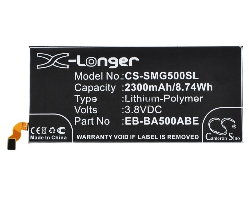 Аккумулятор CS-SMG500SL EB-BA500ABE для Samsung Galaxy A5 SM-A500F 3.8V / 2300mAh / 8.74Wh Аккумулятор CS-SMG500SL EB-BA500ABE для Samsung Galaxy A5 SM-A500F 3.8V / 2300mAh / 8.74Wh