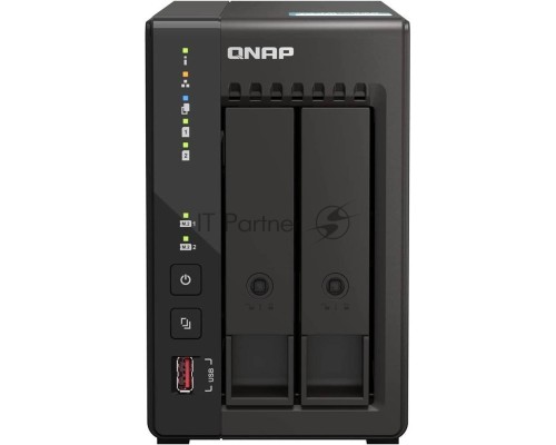 SMB QNAP TS-253E-8G NAS, 2-tray w/o HDD. 2xHDMI-port. 4-core Celeron J6412 2-2.6 GHz, 8GB DDR,  2x2.5Gb LAN, 2 x M.2 2280 PCIe Gen 3 x2, 2x USB 3.2 Gen 2 (10Gbps) Port, 2x USB 2.0 port