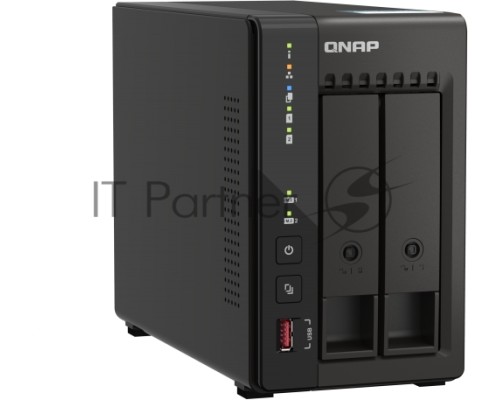 SMB QNAP TS-253E-8G NAS, 2-tray w/o HDD. 2xHDMI-port. 4-core Celeron J6412 2-2.6 GHz, 8GB DDR,  2x2.5Gb LAN, 2 x M.2 2280 PCIe Gen 3 x2, 2x USB 3.2 Gen 2 (10Gbps) Port, 2x USB 2.0 port
