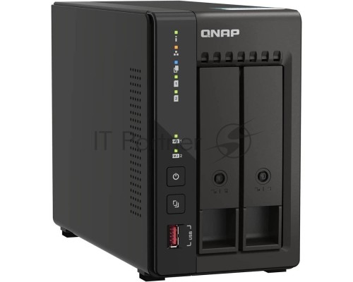 SMB QNAP TS-253E-8G NAS, 2-tray w/o HDD. 2xHDMI-port. 4-core Celeron J6412 2-2.6 GHz, 8GB DDR,  2x2.5Gb LAN, 2 x M.2 2280 PCIe Gen 3 x2, 2x USB 3.2 Gen 2 (10Gbps) Port, 2x USB 2.0 port