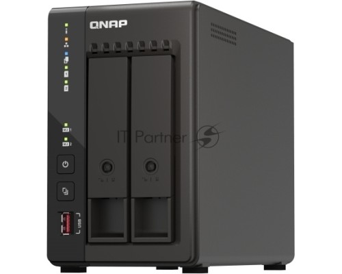 SMB QNAP TS-253E-8G NAS, 2-tray w/o HDD. 2xHDMI-port. 4-core Celeron J6412 2-2.6 GHz, 8GB DDR,  2x2.5Gb LAN, 2 x M.2 2280 PCIe Gen 3 x2, 2x USB 3.2 Gen 2 (10Gbps) Port, 2x USB 2.0 port