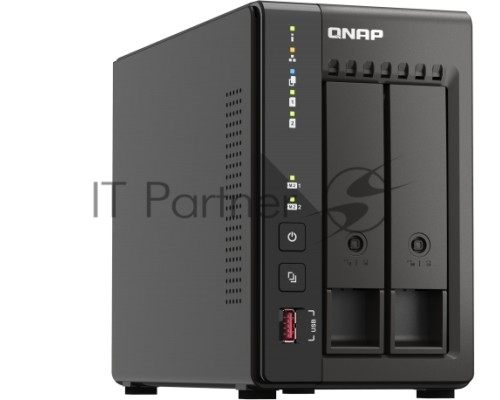 SMB QNAP TS-253E-8G NAS, 2-tray w/o HDD. 2xHDMI-port. 4-core Celeron J6412 2-2.6 GHz, 8GB DDR,  2x2.5Gb LAN, 2 x M.2 2280 PCIe Gen 3 x2, 2x USB 3.2 Gen 2 (10Gbps) Port, 2x USB 2.0 port